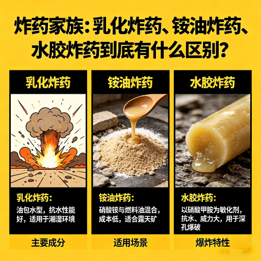 莒南炸药家族：乳化炸药、铵油炸药、水胶炸药到底有什么区别？